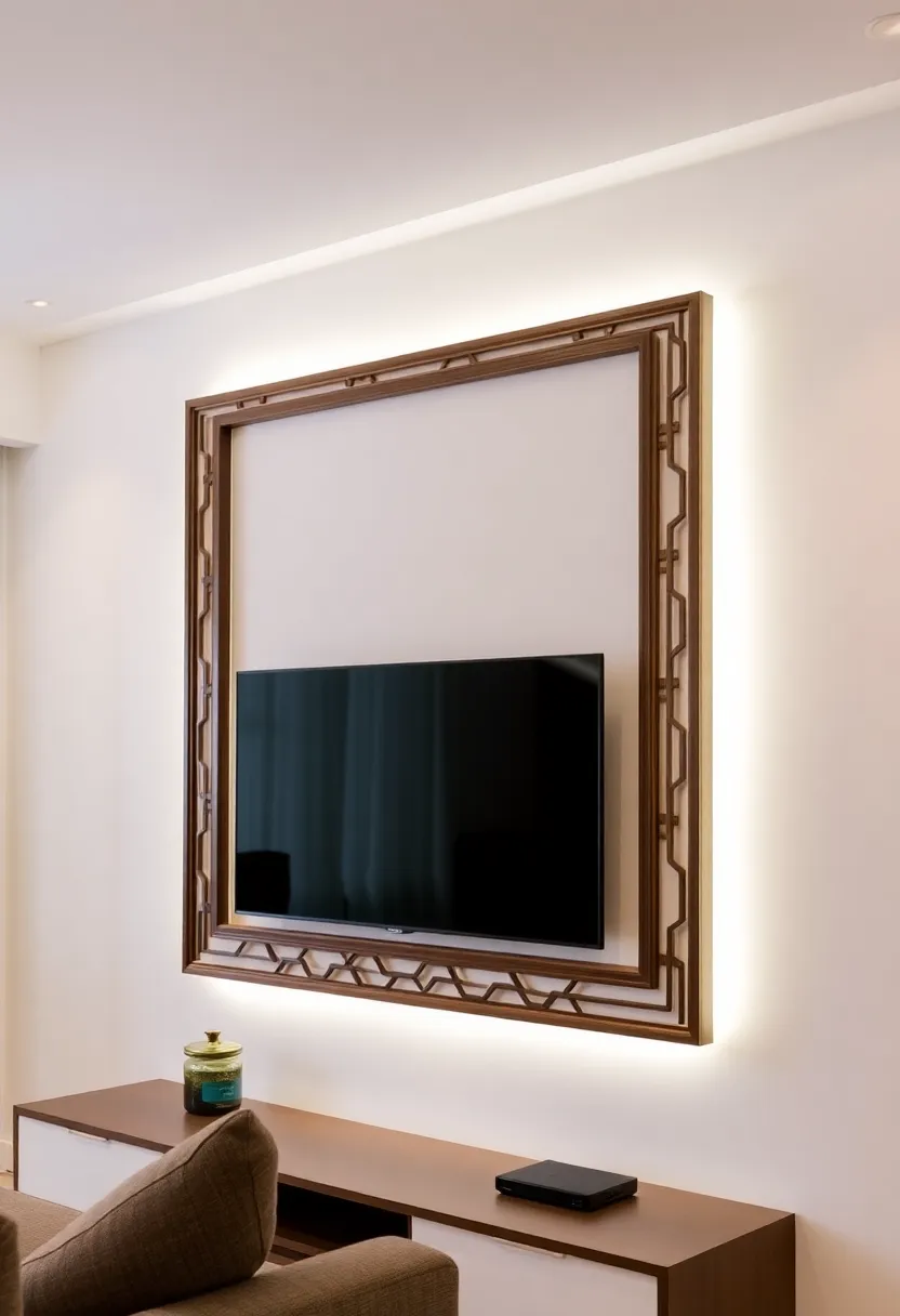 25+ Living Room TV Wall Ideas That Combine Function and Style - 4. Wall-Mounted TV with Decorative Frame