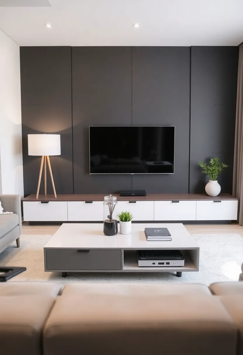25+ Living Room TV Wall Ideas That Combine Function and Style - 5. Multi-Functional Furniture