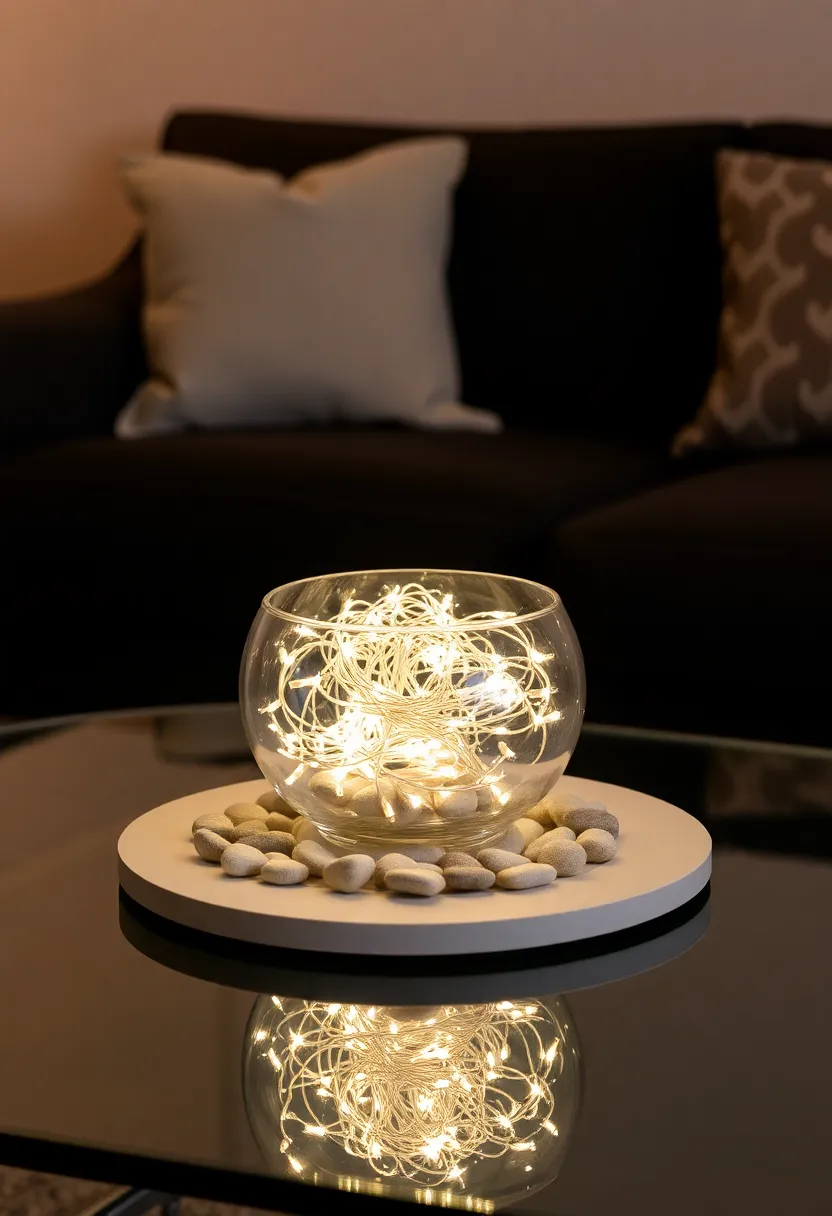 25+ Magical Fairy Light Ideas for Living Room Ambiance - 15. Fairy Light Table Centerpiece