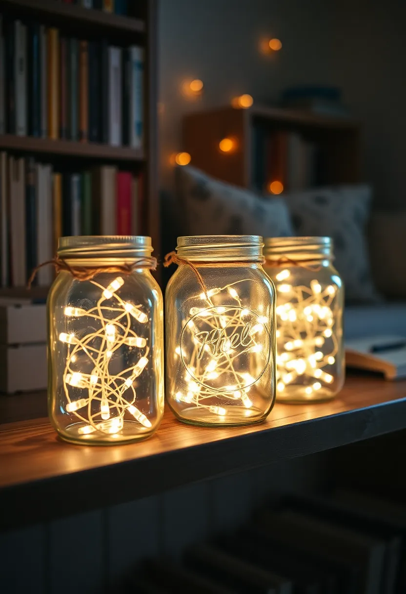 25+ Magical Fairy Light Ideas for Living Room Ambiance - 2. Fairy Light Mason Jar Lanterns