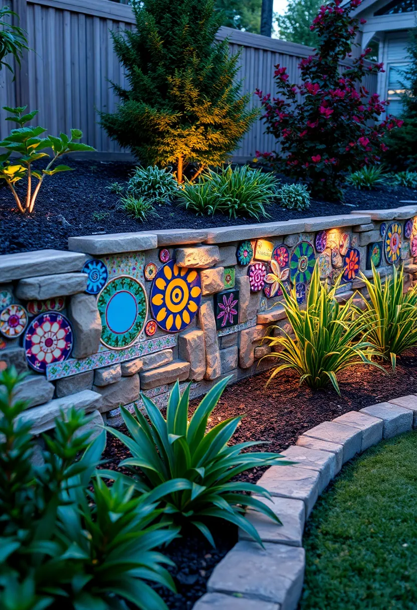 25+ Modern Retaining Wall Ideas for a Stunning Home Exterior 125 25+ Modern Retaining Wall Ideas for a Stunning Home Exterior - 19. Artistic Mosaics