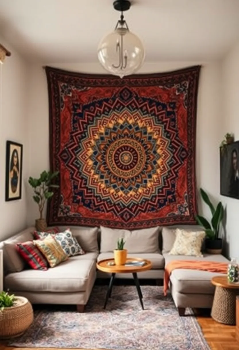 25+ Space-Saving Ideas to Decorate a Small Living Room with Style 139 25+ Space-Saving Ideas to Decorate a Small Living Room with Style - 21. Tapestries as Wall Art