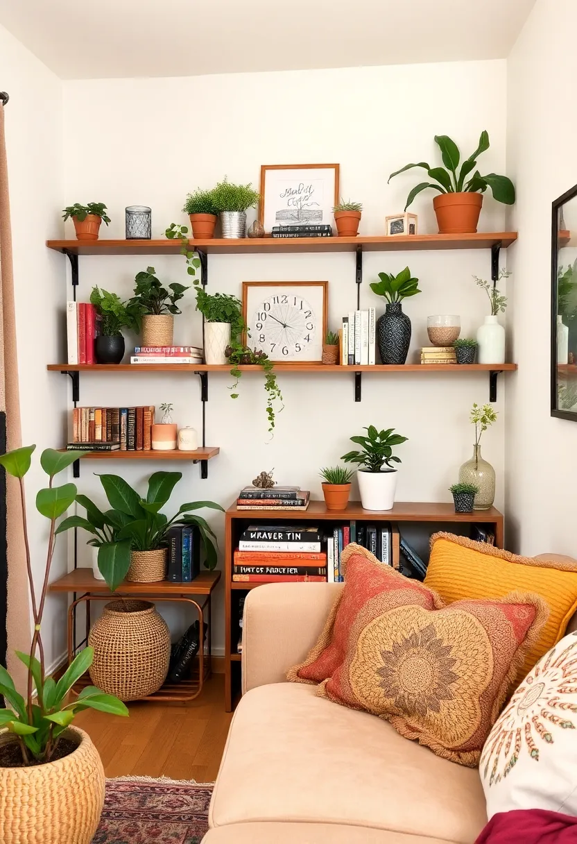 25+ Space-Saving Ideas to Decorate a Small Living Room with Style 144 25+ Space-Saving Ideas to Decorate a Small Living Room with Style - 22. Corner Shelves for Decorative Displays