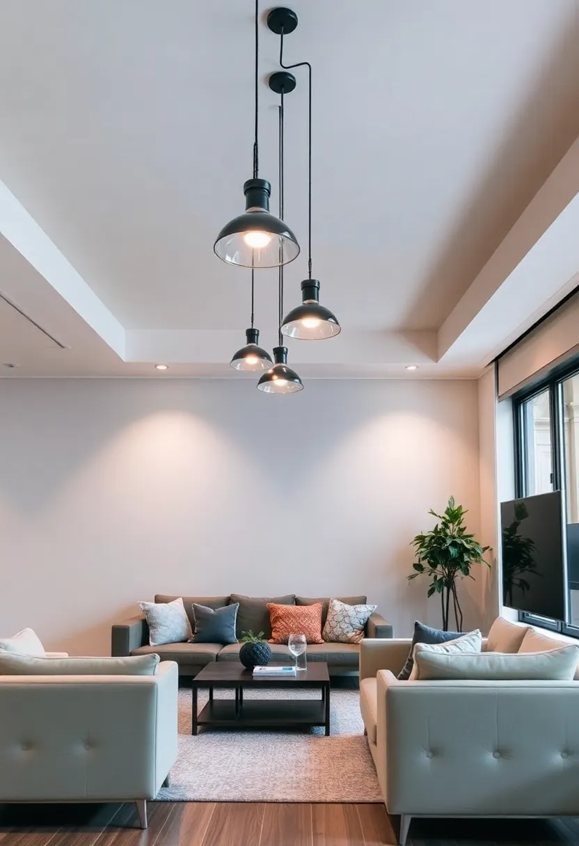 27+ Brilliant Lighting Ideas for Living Room with Low Ceiling You’ll Love - 1. Pendant Lights for a Modern Touch