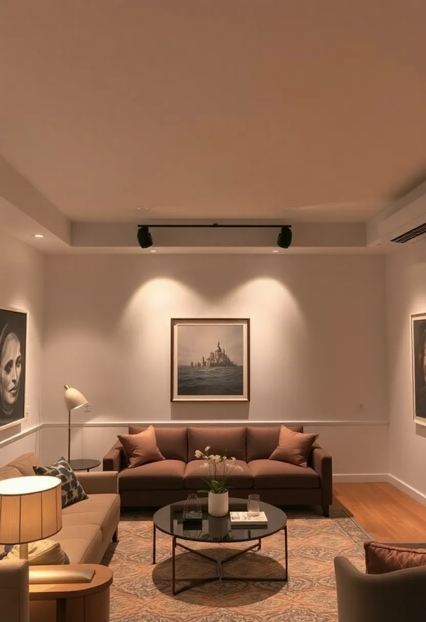 27+ Brilliant Lighting Ideas for Living Room with Low Ceiling You’ll Love - 13. Focused Spotlights for Art