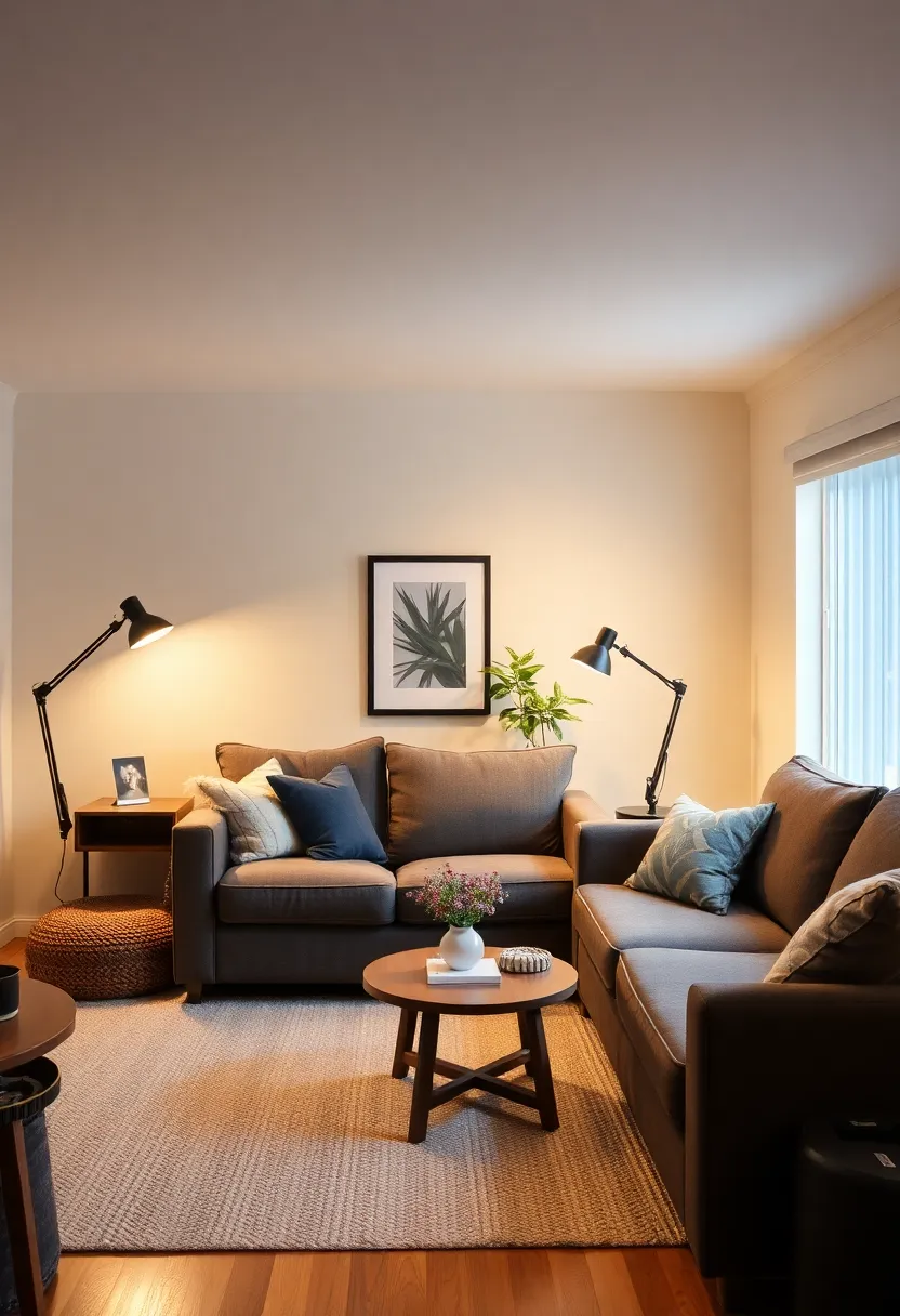 27+ Brilliant Lighting Ideas for Living Room with Low Ceiling You’ll Love - 19. Adjustable Desk Lamps for Versatility