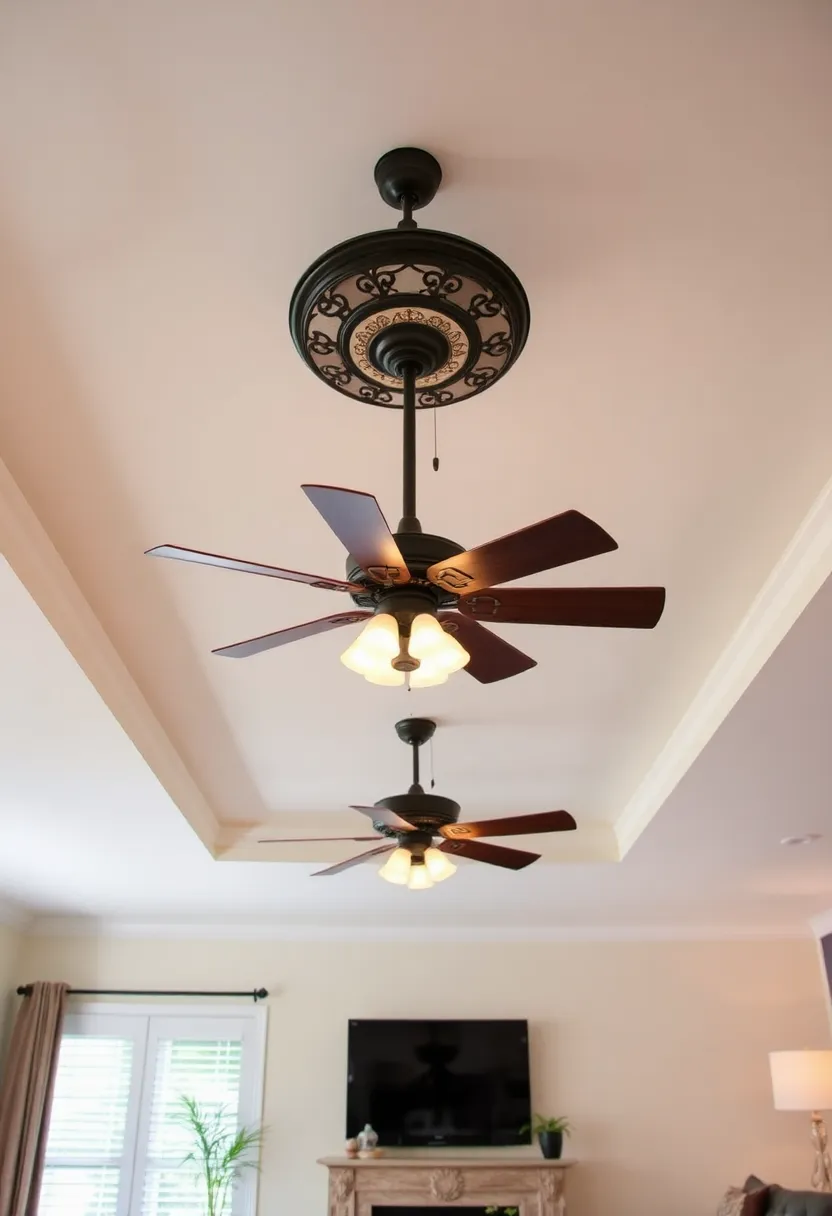 27+ Brilliant Lighting Ideas for Living Room with Low Ceiling You’ll Love - 7. Decorative Ceiling Fans with Light