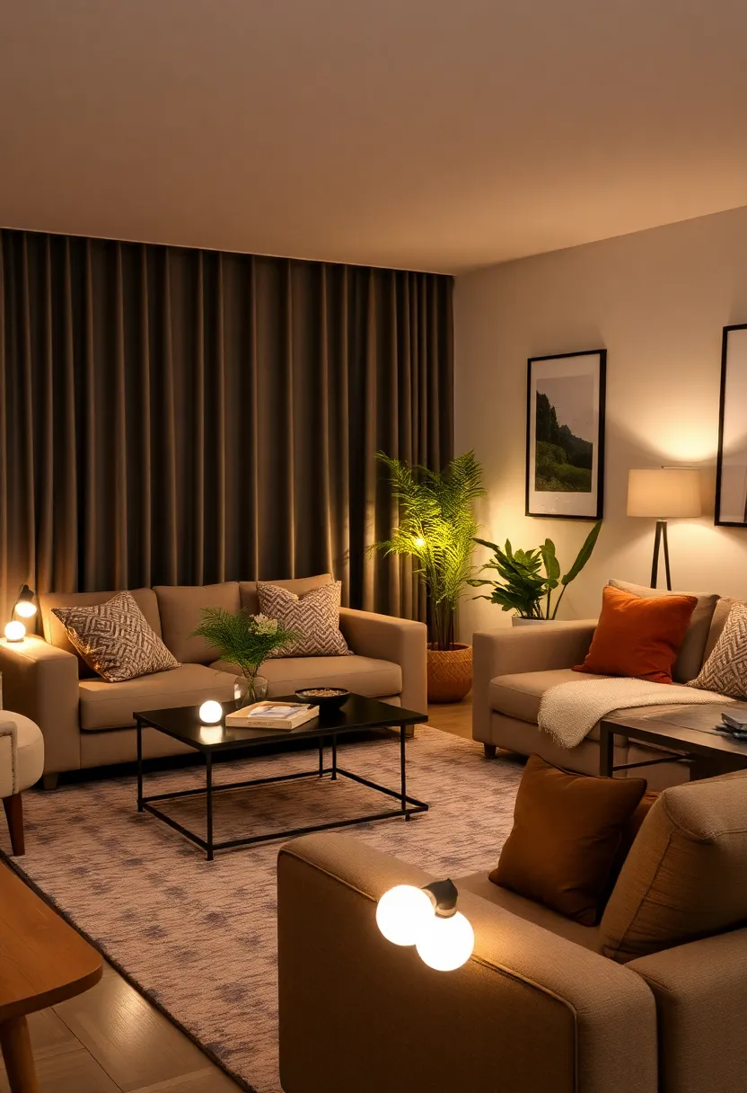 27+ Gorgeous Ceiling Light Ideas for Living Room Ambiance - 21. Battery-Powered LED Lights