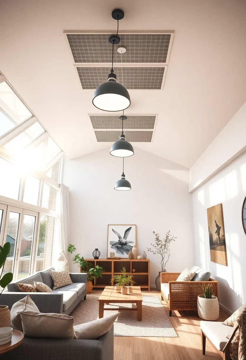 27+ Gorgeous Ceiling Light Ideas for Living Room Ambiance - 4. Solar-Powered Ceiling Lights
