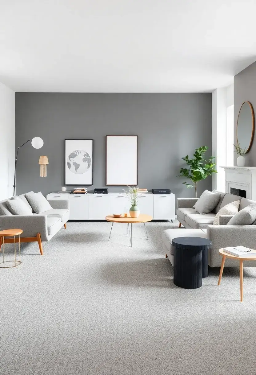 27+ Grey Carpet Living Room Ideas for a Chic Neutral Vibe - 11. Sleek Scandinavian Style