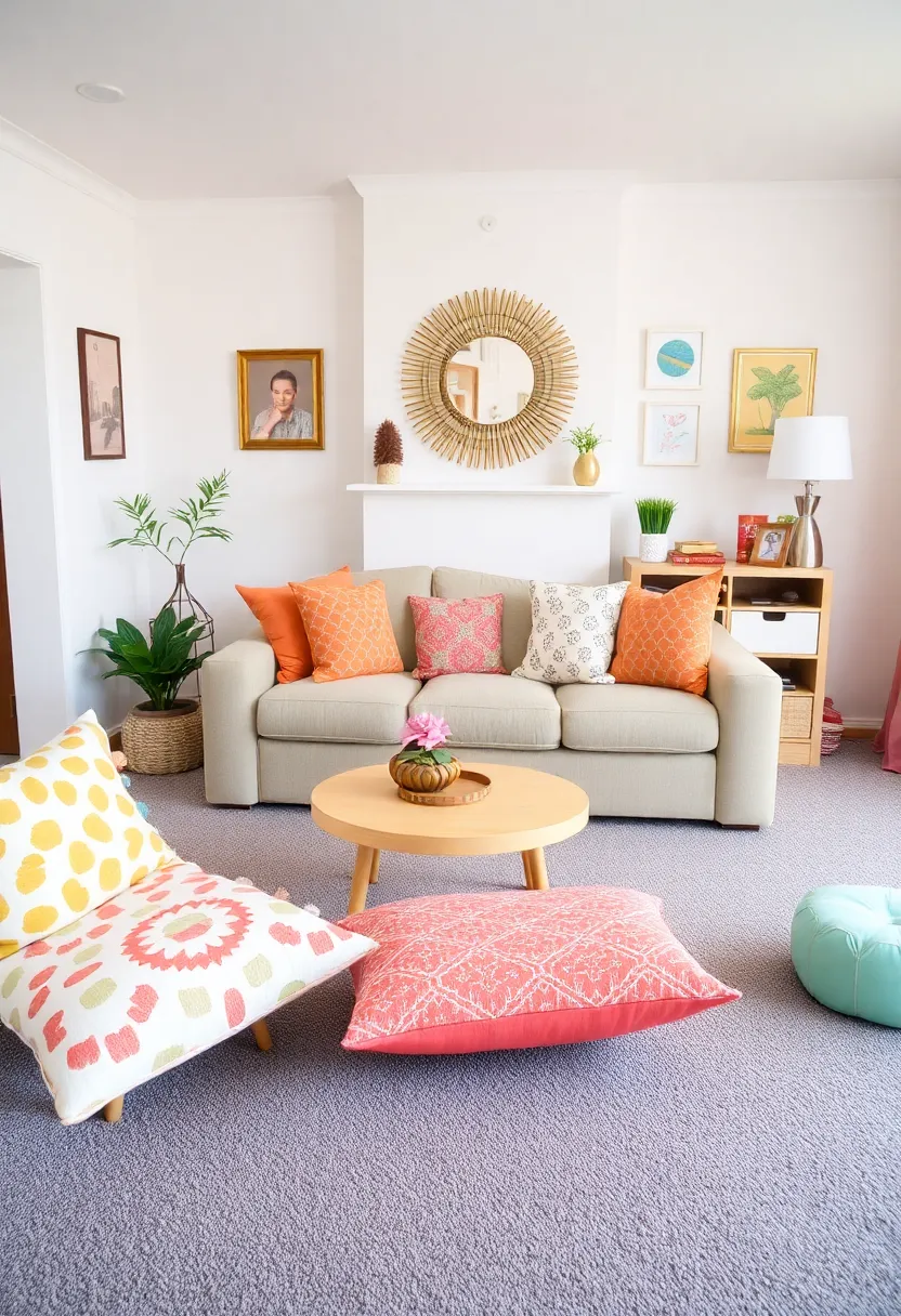 27+ Grey Carpet Living Room Ideas for a Chic Neutral Vibe - 19. Playful Patterns