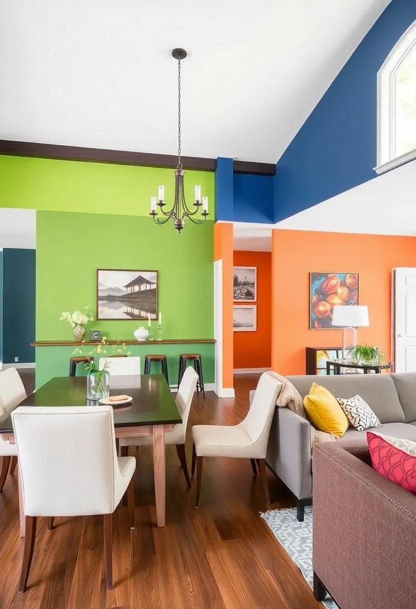 28+ Creative Ideas to Separate Dining Room from Living Room Beautifully 56 28+ Creative Ideas to Separate Dining Room from Living Room Beautifully - 10. Use Color to Define Spaces