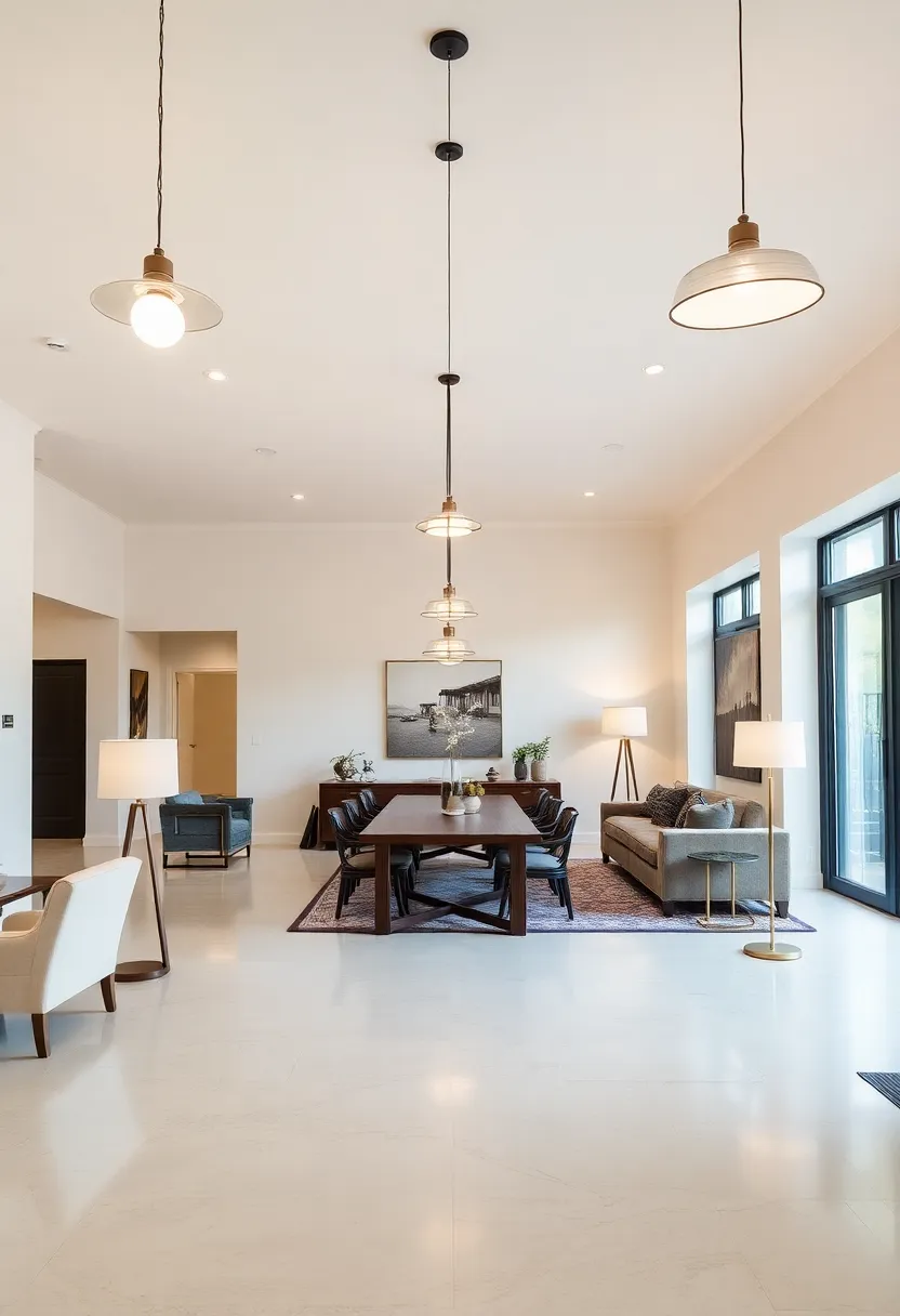 28+ Creative Ideas to Separate Dining Room from Living Room Beautifully 91 28+ Creative Ideas to Separate Dining Room from Living Room Beautifully - 15. Layered Lighting Solutions