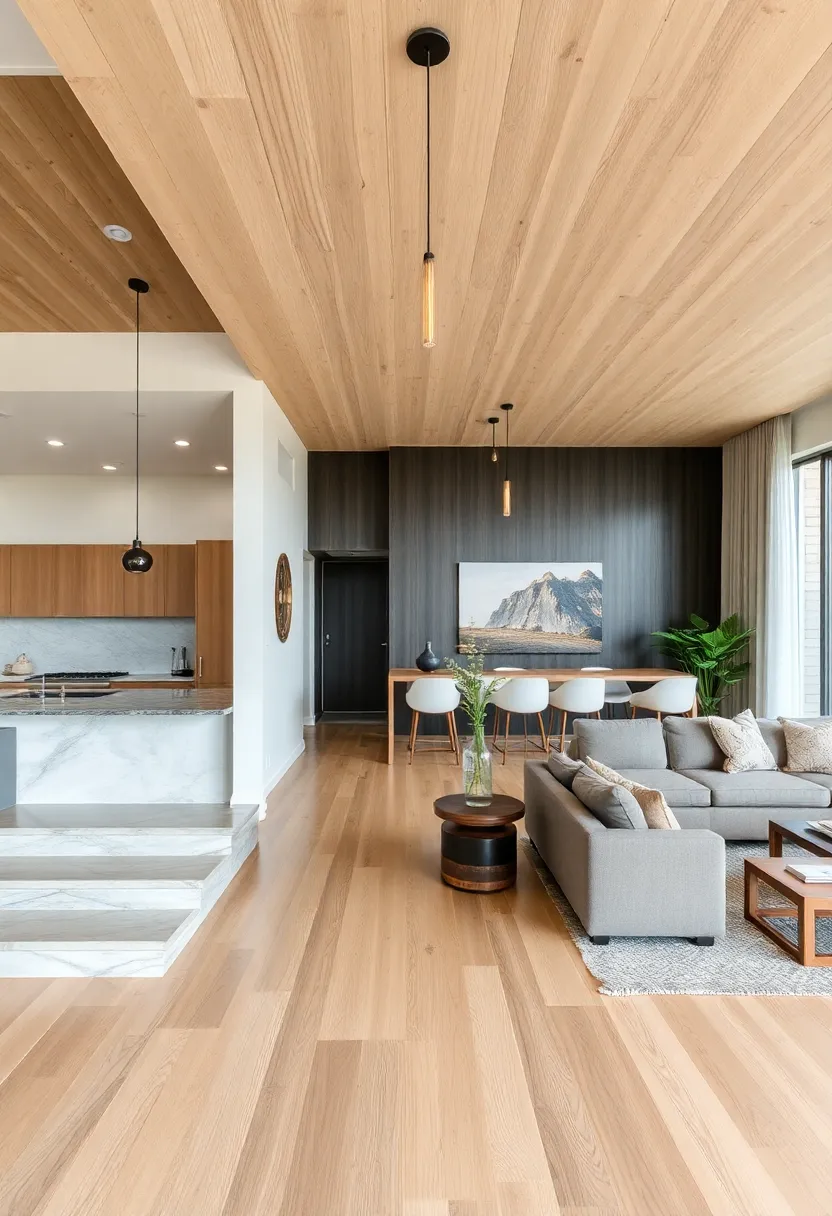 28+ Creative Ideas to Separate Dining Room from Living Room Beautifully 166 28+ Creative Ideas to Separate Dining Room from Living Room Beautifully - 26. Embrace Multi-Level Flooring