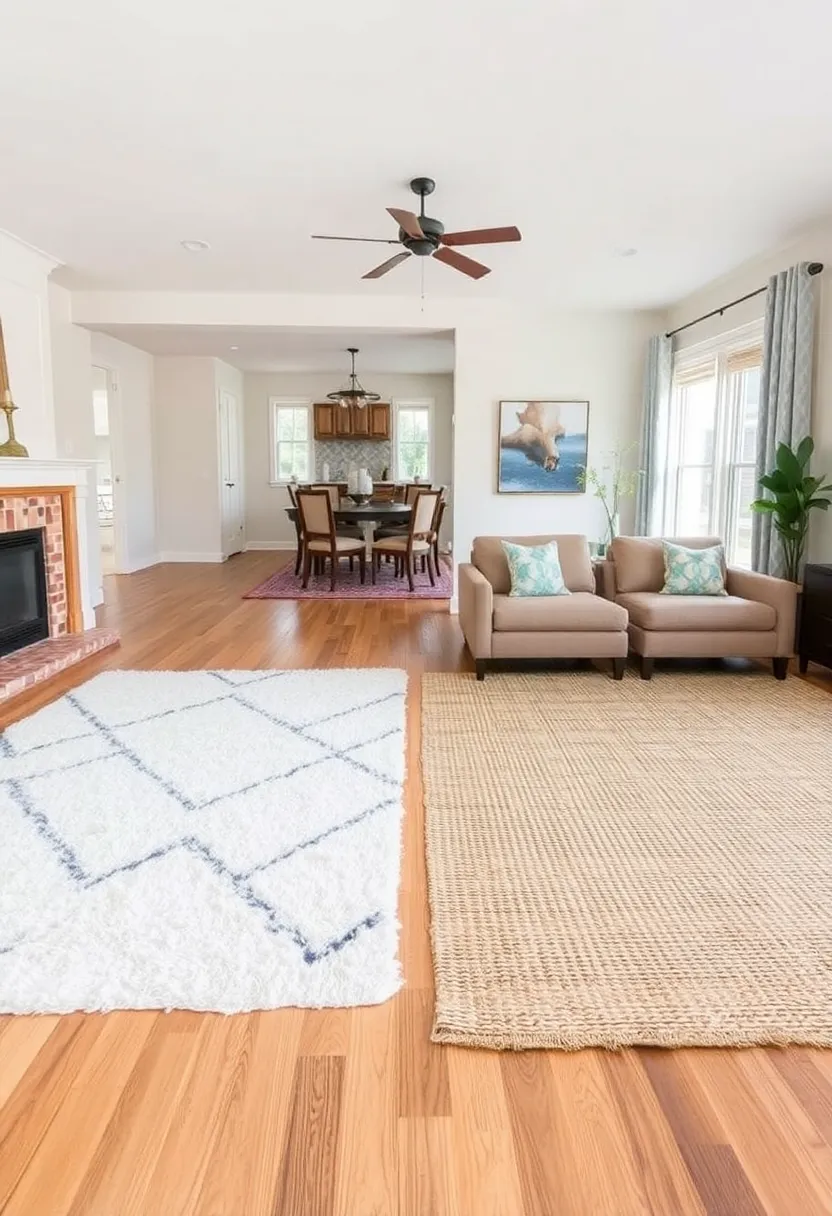 28+ Creative Ideas to Separate Dining Room from Living Room Beautifully 22 28+ Creative Ideas to Separate Dining Room from Living Room Beautifully - 4. Bold Area Rugs