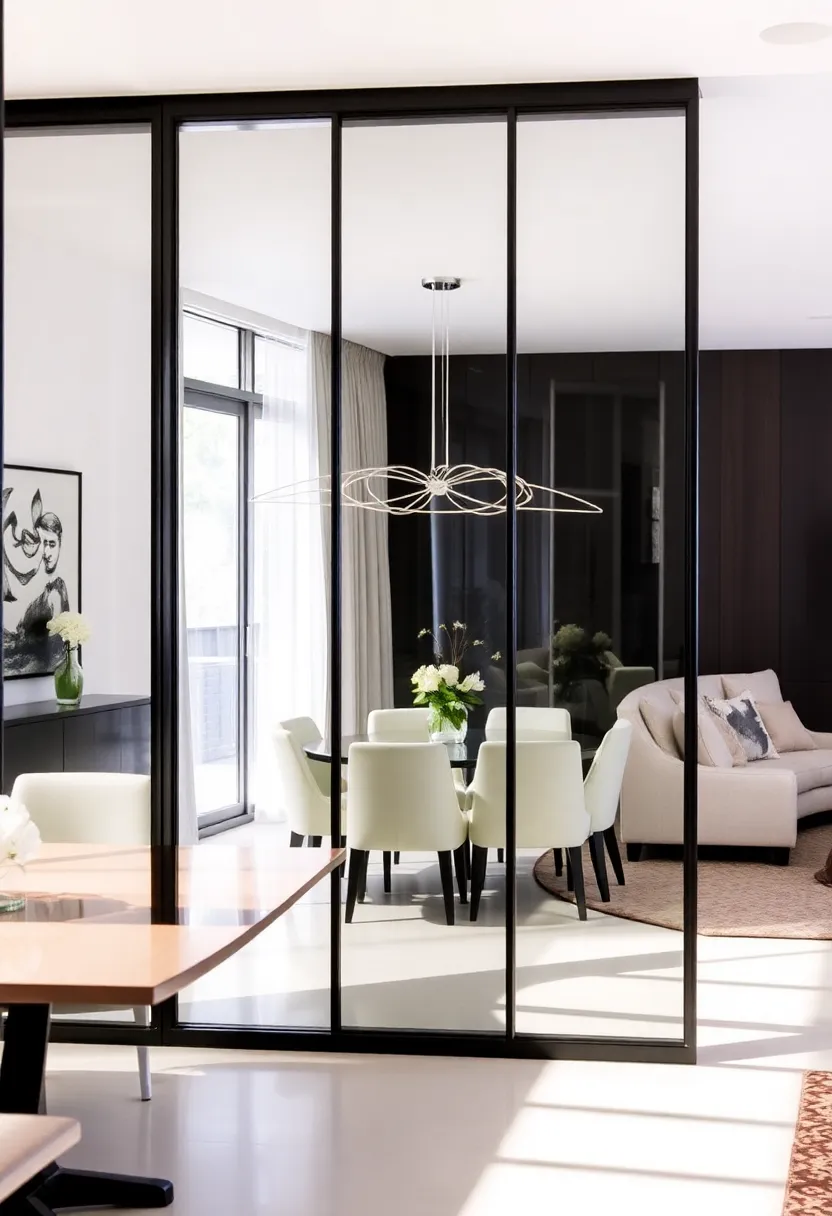 28+ Creative Ideas to Separate Dining Room from Living Room Beautifully 36 28+ Creative Ideas to Separate Dining Room from Living Room Beautifully - 6. Glass Partitions
