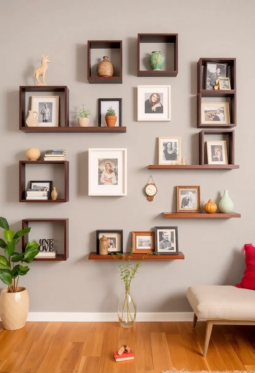 28+ Ideas for Floating Shelves in Living Room That Look Amazing 55 28+ Ideas for Floating Shelves in Living Room That Look Amazing - 9. Floating Shelf Gallery