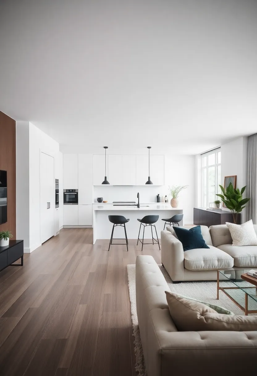 30+ Apartment Small Open Plan Kitchen Living Room Ideas That Work 71 30+ Apartment Small Open Plan Kitchen Living Room Ideas That Work - 11. Minimalistic Decor Choices