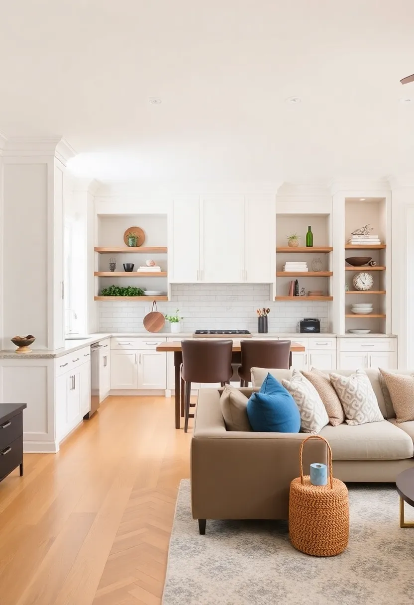 30+ Apartment Small Open Plan Kitchen Living Room Ideas That Work 113 30+ Apartment Small Open Plan Kitchen Living Room Ideas That Work - 17. Custom Built-Ins