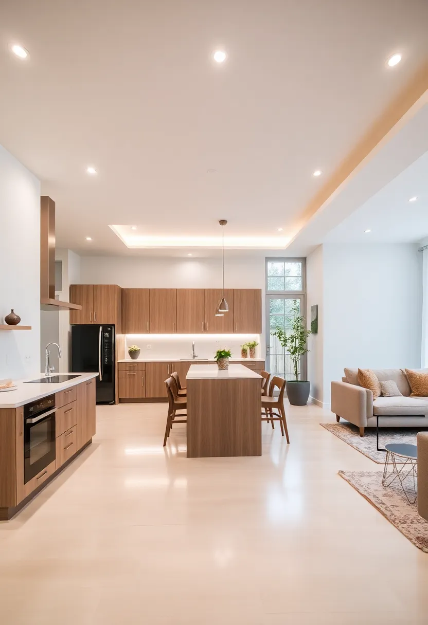 30+ Apartment Small Open Plan Kitchen Living Room Ideas That Work 176 30+ Apartment Small Open Plan Kitchen Living Room Ideas That Work - 26. Recessed Lighting Styles