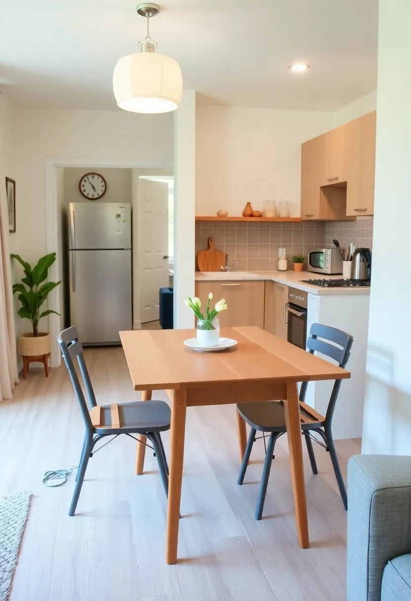 30+ Apartment Small Open Plan Kitchen Living Room Ideas That Work 15 30+ Apartment Small Open Plan Kitchen Living Room Ideas That Work - 3. Compact Dining Solutions