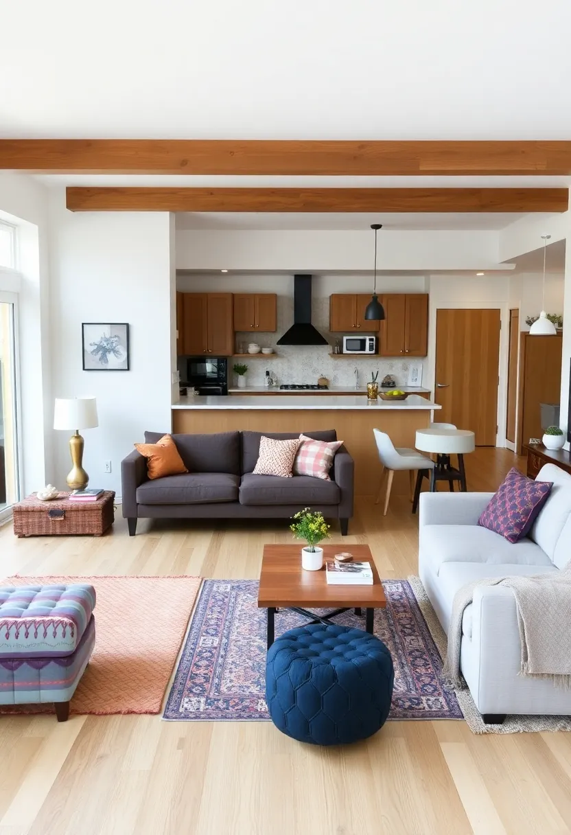 30+ Apartment Small Open Plan Kitchen Living Room Ideas That Work 29 30+ Apartment Small Open Plan Kitchen Living Room Ideas That Work - 5. Floating Furniture Layouts