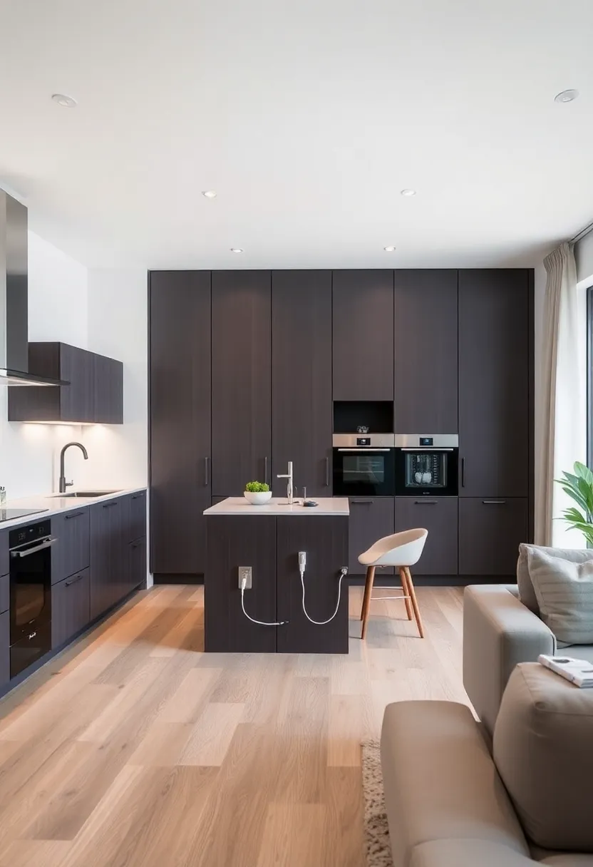 30+ Apartment Small Open Plan Kitchen Living Room Ideas That Work 36 30+ Apartment Small Open Plan Kitchen Living Room Ideas That Work - 6. Integrated Technology Solutions