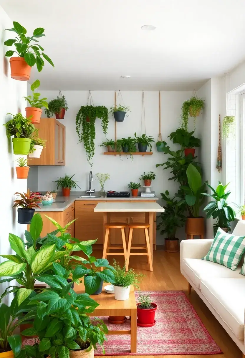 30+ Apartment Small Open Plan Kitchen Living Room Ideas That Work 57 30+ Apartment Small Open Plan Kitchen Living Room Ideas That Work - 9. Indoor Gardens for Freshness