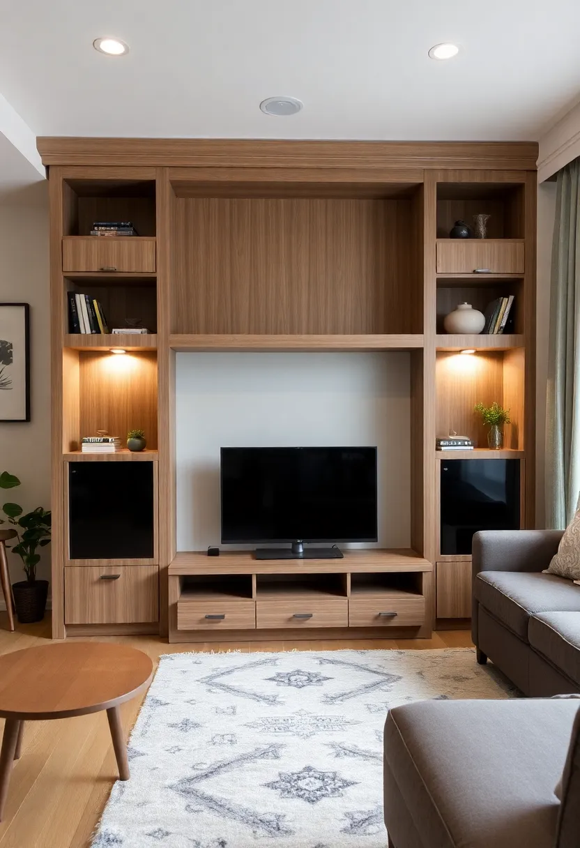 30+ Clever Ideas for Small Living Room with Kitchen Combo - 11. Built-In Furniture