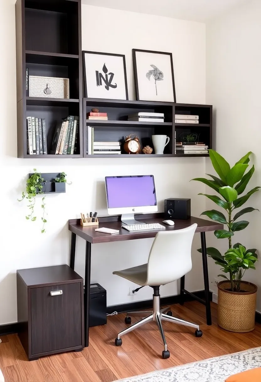 30+ Clever Ideas for Small Living Room with Kitchen Combo - 17. Wall-Mounted Desks