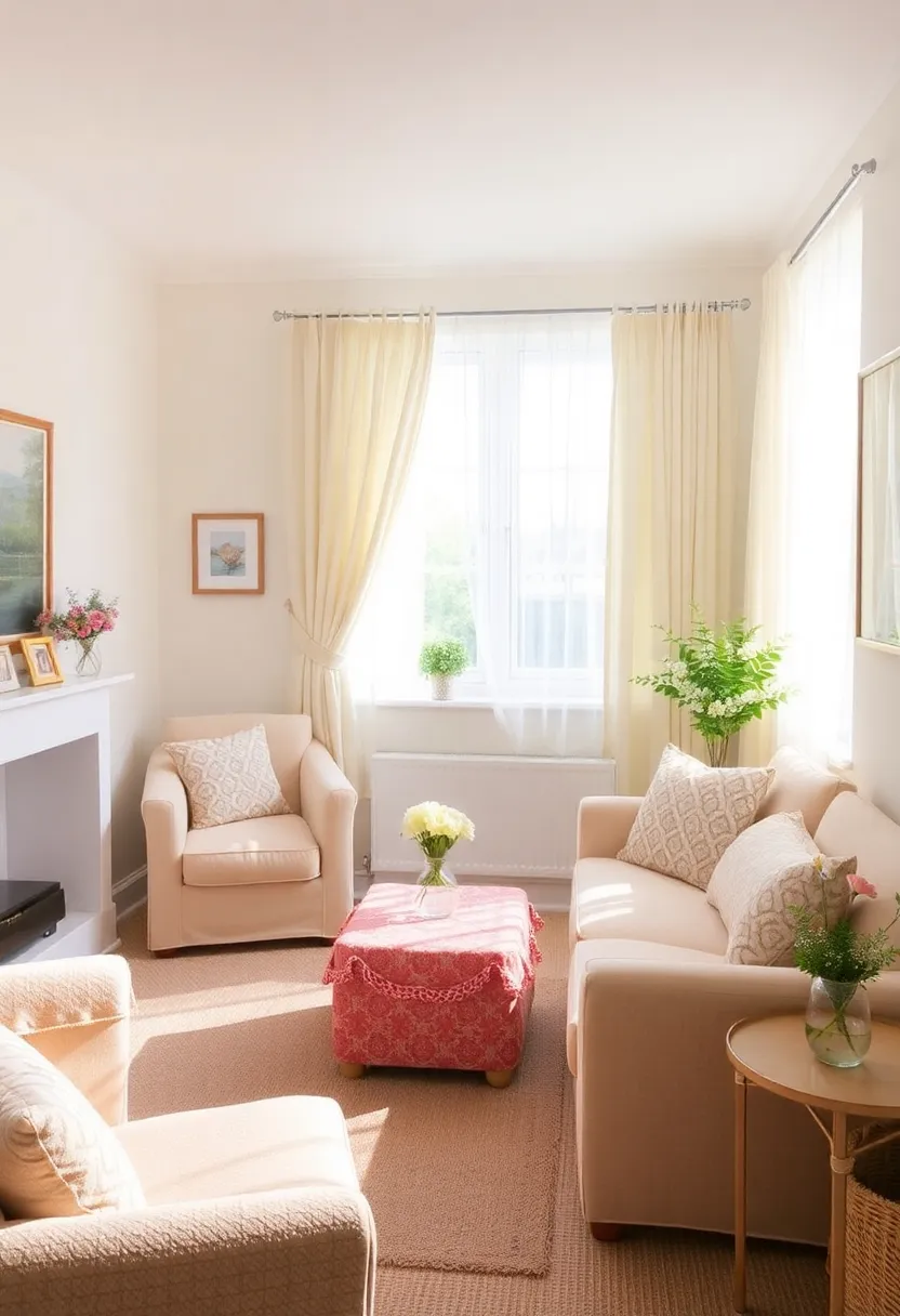 30+ Clever Ideas for Small Living Room with Kitchen Combo - 23. Light and Airy Fabrics