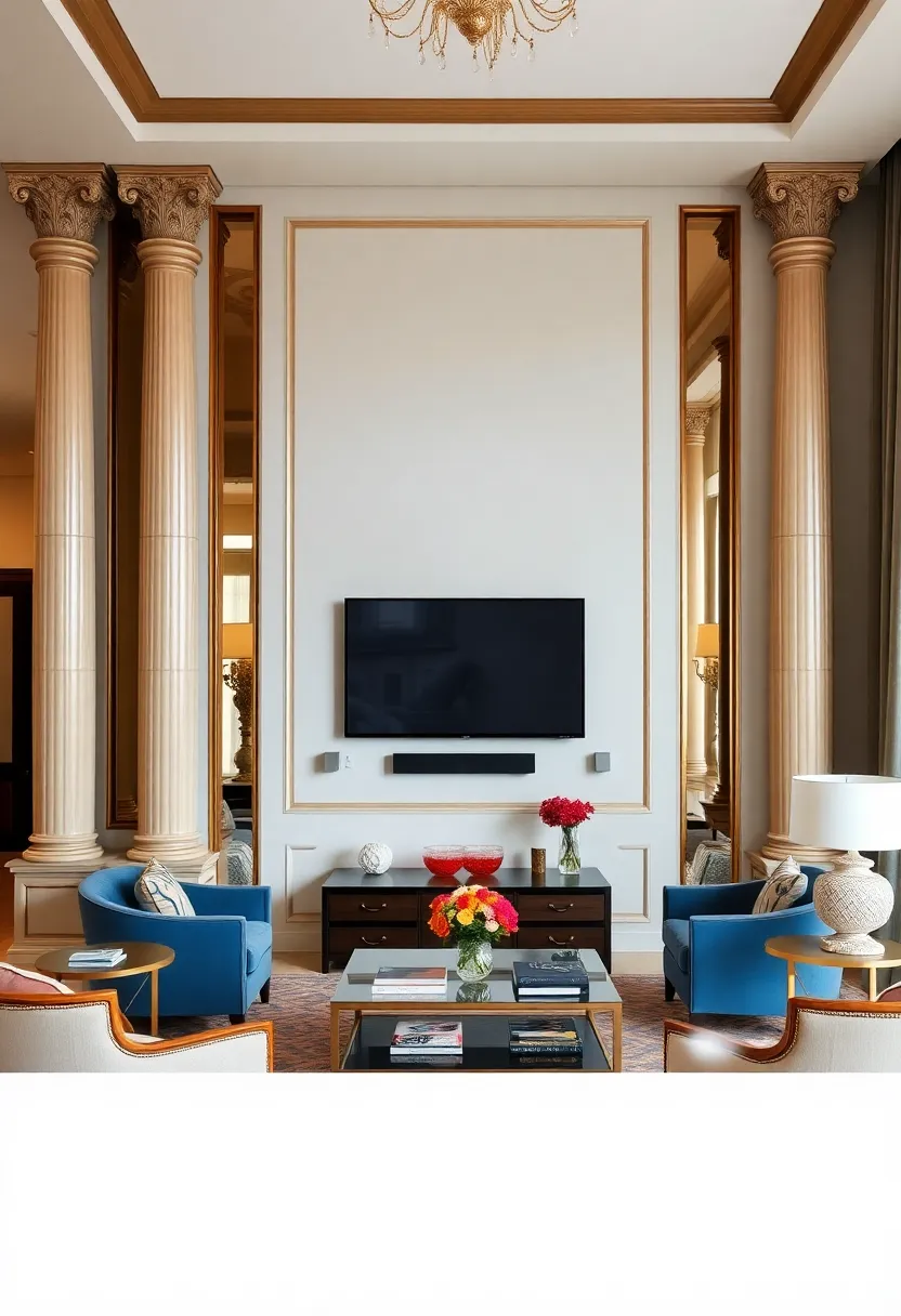 30+ Clever Ideas to Hide Your TV in the Living Room Seamlessly - 12. Decorative Columns