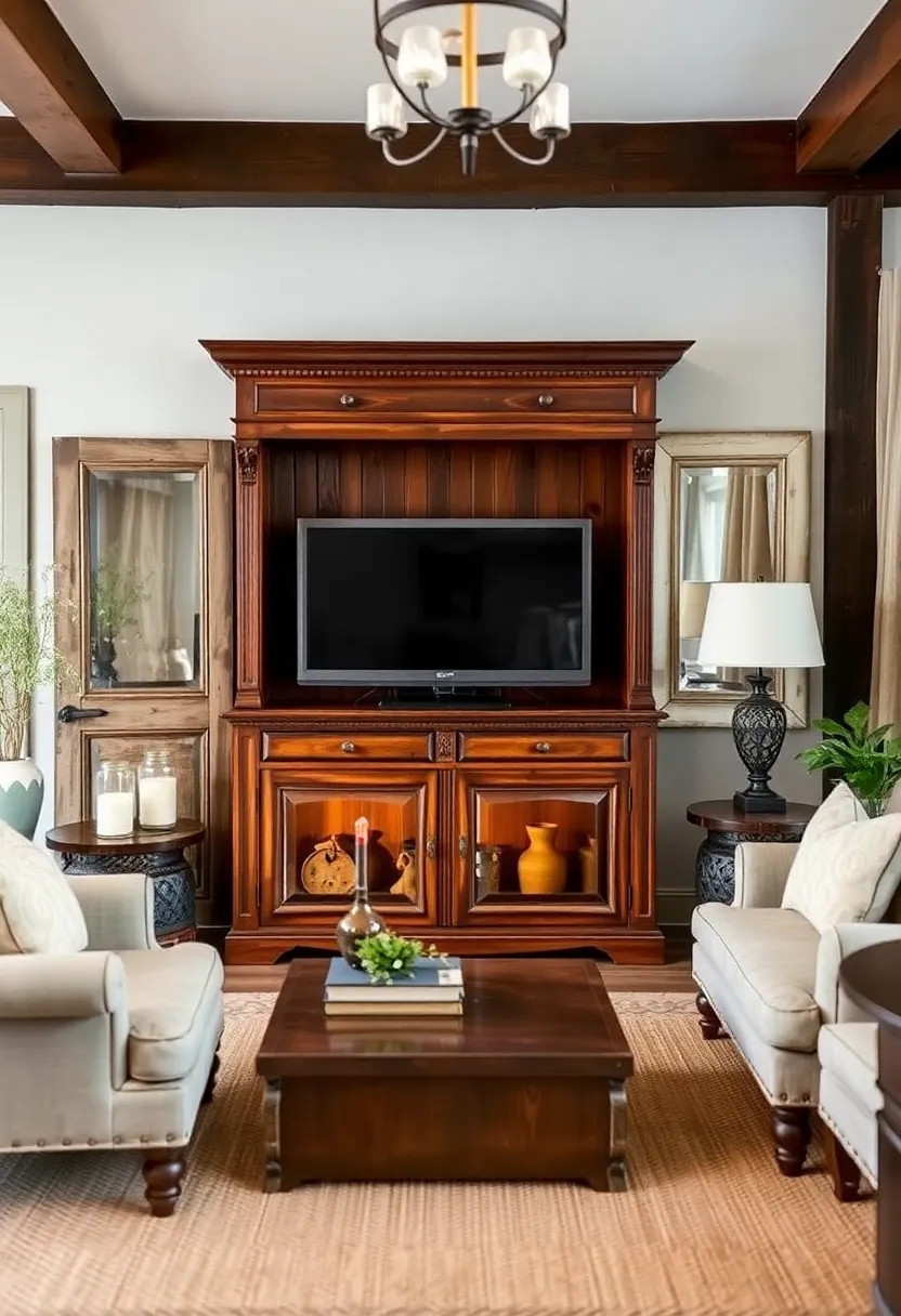 30+ Clever Ideas to Hide Your TV in the Living Room Seamlessly - 24. Repurposed Furniture