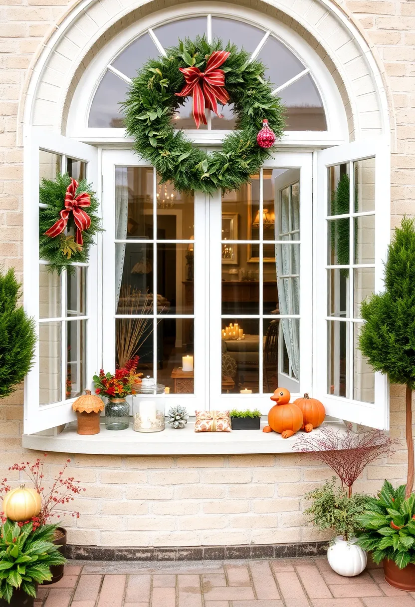 30+ Cozy Bay Window Ideas for Living Room Seating and Style - 16. Seasonal Decor