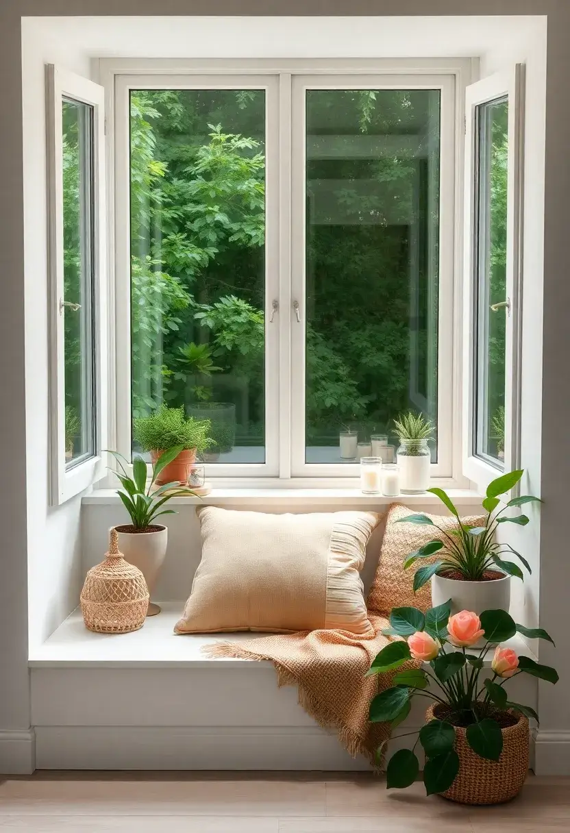 30+ Cozy Bay Window Ideas for Living Room Seating and Style - 26. Zen Space