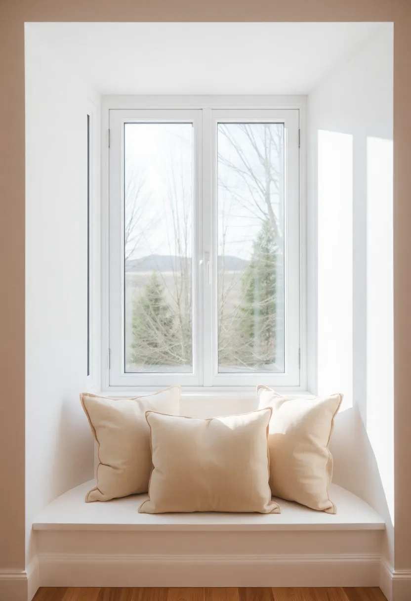 30+ Cozy Bay Window Ideas for Living Room Seating and Style - 3. Minimalist Serenity