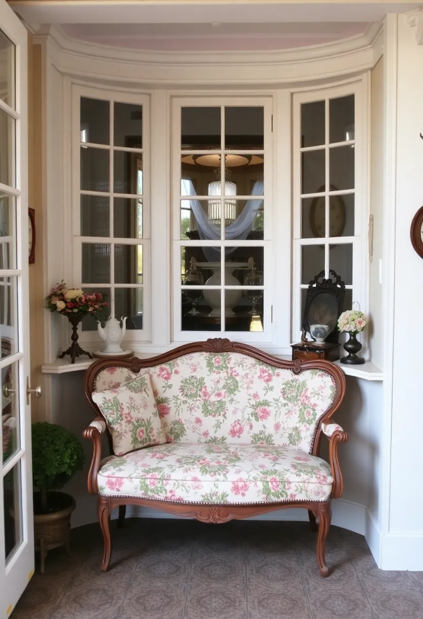 30+ Cozy Bay Window Ideas for Living Room Seating and Style - 8. Vintage Charm