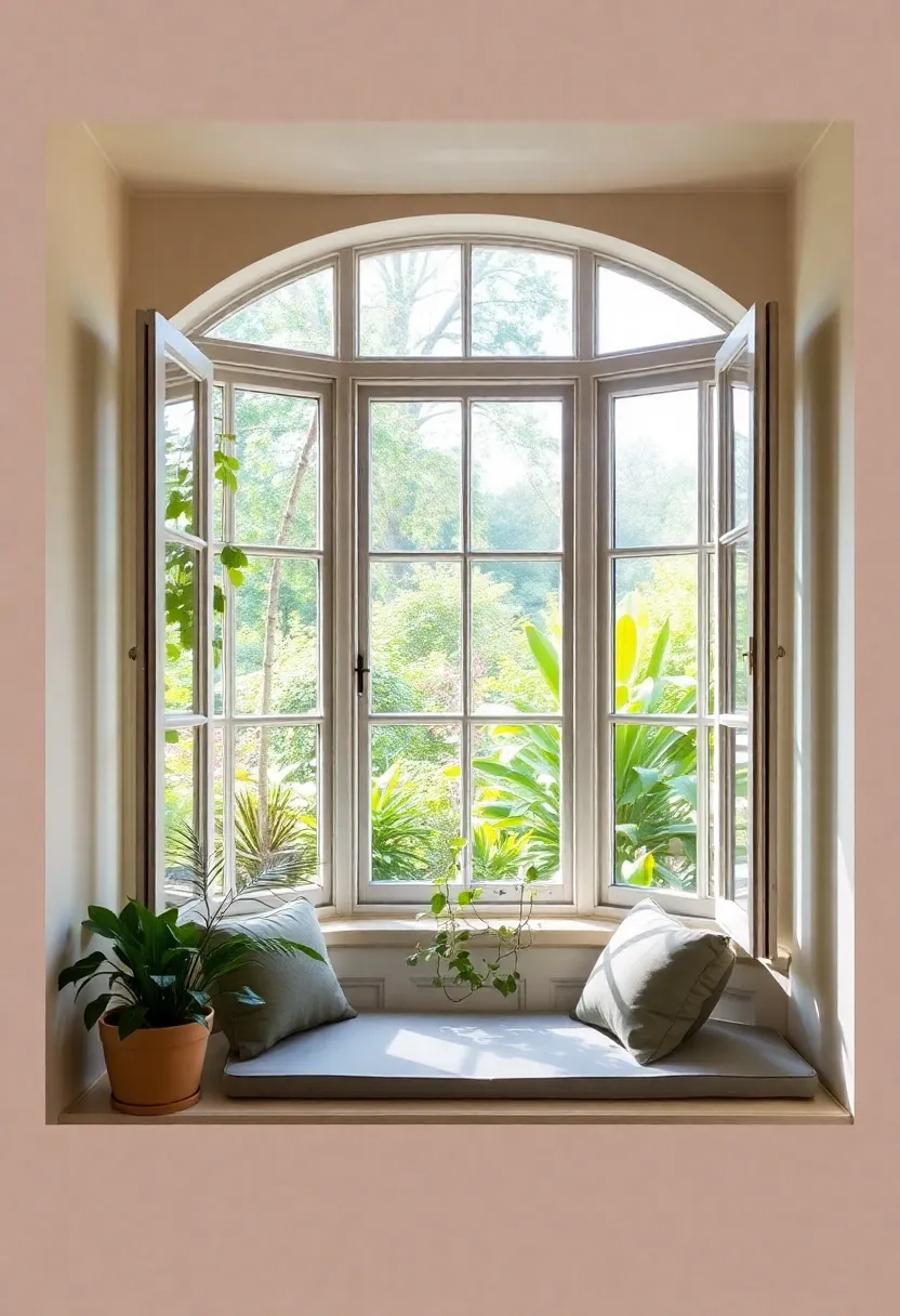 30+ Cozy Bay Window Ideas for Living Room Seating and Style - 9. A Garden View