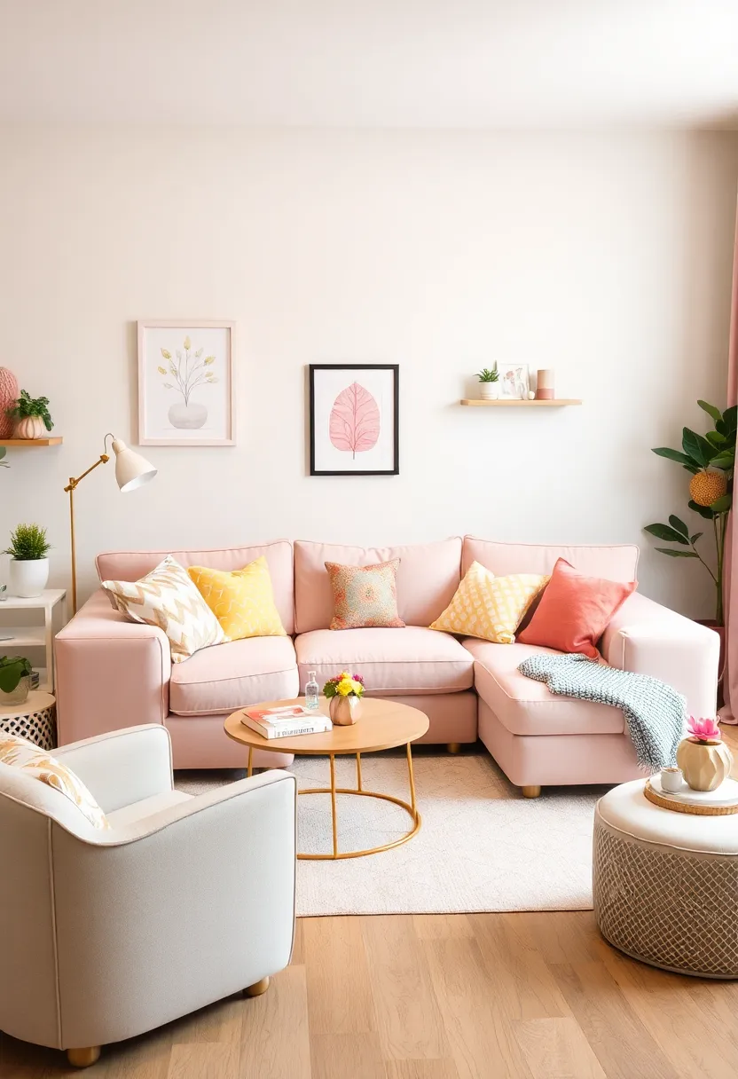30+ Cozy Corner Sofa Ideas for Every Type of Living Room - 22. Playful Pastels