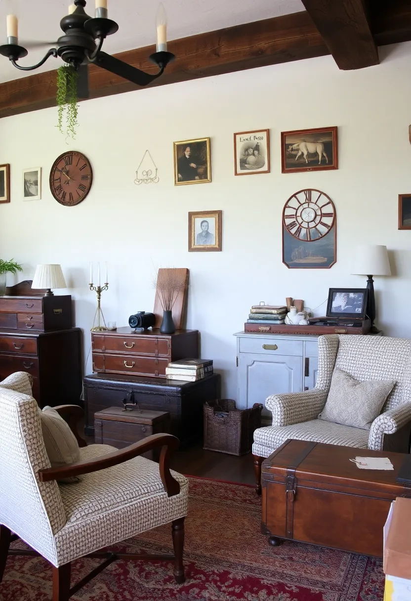 30+ Cozy and Functional Family Living Room Ideas for All Ages - 14. Incorporating Vintage Finds