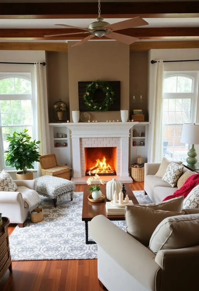 30+ Cozy and Functional Family Living Room Ideas for All Ages - 16. Seasonal Decor Updates