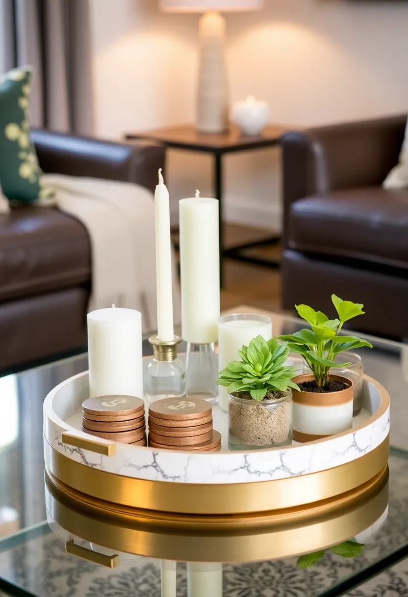 30+ Creative Ideas for Big Living Rooms That Feel Warm and Inviting - 11. Decorative Trays for Organization