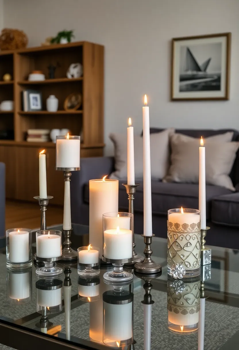 30+ Creative Ideas for Big Living Rooms That Feel Warm and Inviting - 16. Stylish Candle Arrangements