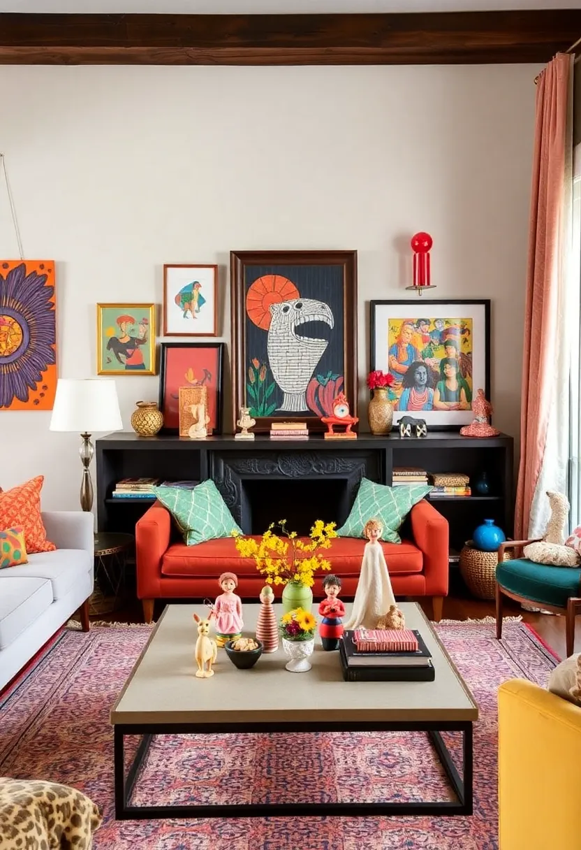 30+ Creative Ideas for Big Living Rooms That Feel Warm and Inviting - 26. Whimsical Decor Elements