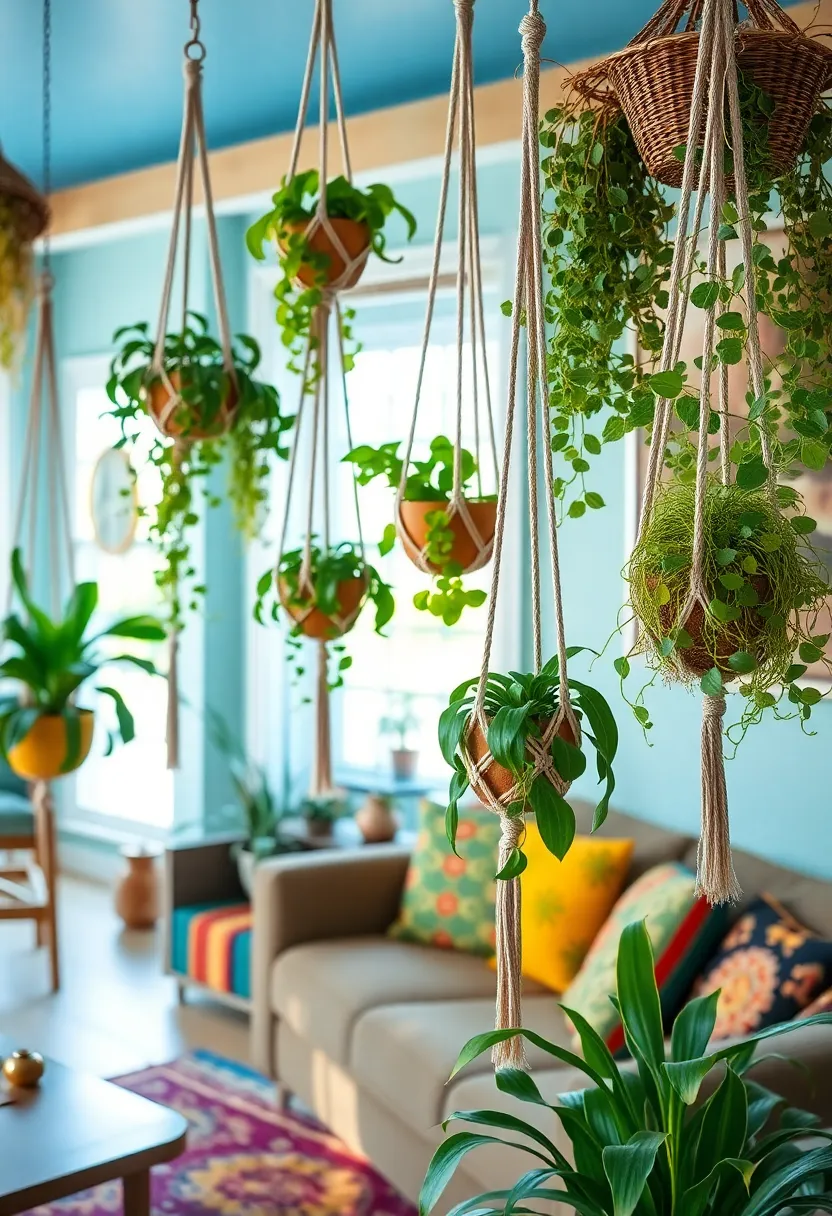 30+ Creative Ideas for Big Living Rooms That Feel Warm and Inviting - 3. Hanging Plants for a Lively Touch