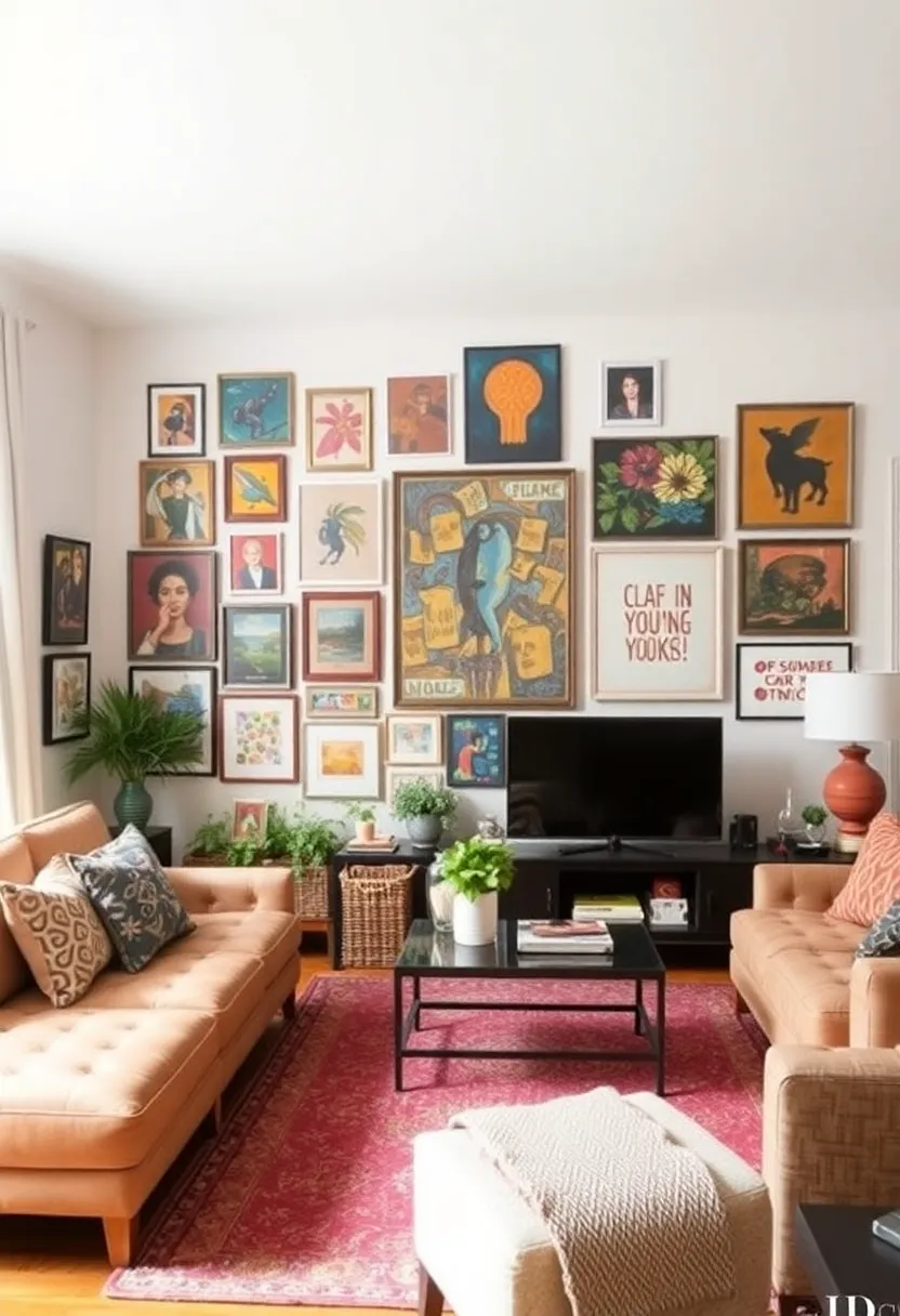 30+ Creative Ideas for Big Living Rooms That Feel Warm and Inviting - 30. Celebrate Artistic Expression