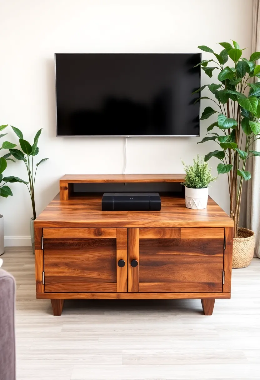 30+ Creative TV Stand Ideas for Living Room Design 1 30+ Creative TV Stand Ideas for Living Room Design - 1. Reclaimed Wood Elegance