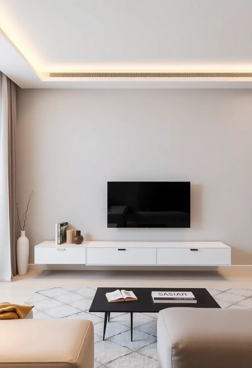 30+ Creative TV Stand Ideas for Living Room Design 62 30+ Creative TV Stand Ideas for Living Room Design - 10. Modern Floating Cabinet