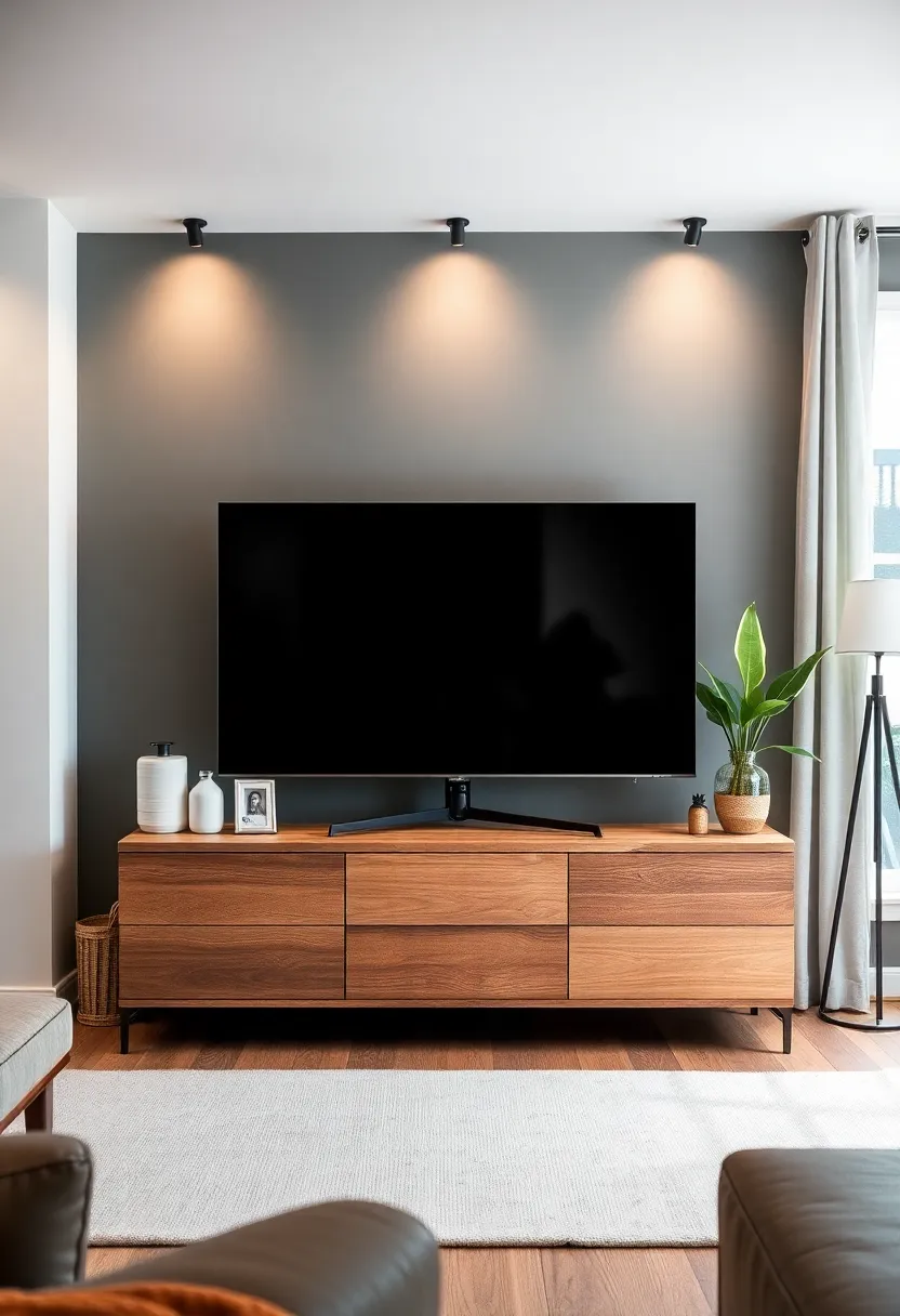 30+ Creative TV Stand Ideas for Living Room Design 76 30+ Creative TV Stand Ideas for Living Room Design - 12. Minimalist Cinder Block Stand