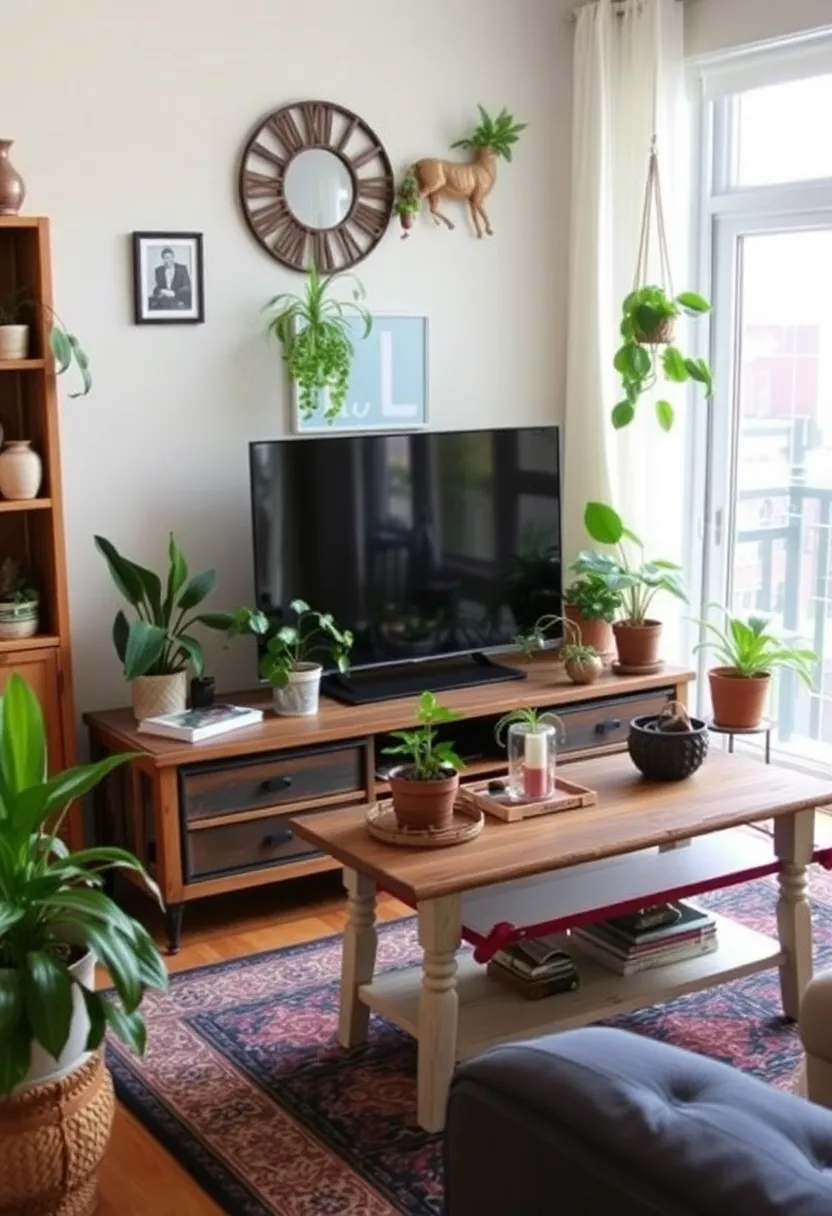 30+ Creative TV Stand Ideas for Living Room Design 97 30+ Creative TV Stand Ideas for Living Room Design - 15. Upcycled Table TV Stand